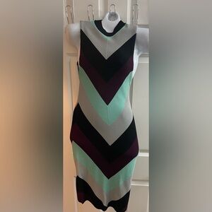 Free People Chevron Midi Dress - Mint, Gray, and Burgundy